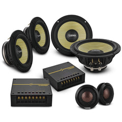 DXQ 6.5" 3-Way Component Speaker Set with Neodymium Magnet and Yellow Straw + Composite Foam Cone | | 180W RMS 4-Ohm