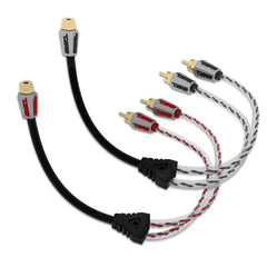 Level 3 RCA 100% Copper OFC Y Connector 1 FEMALE to 2 MALE - BLACK / RED Kit