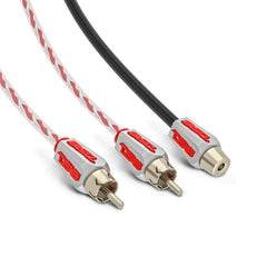 Level 3 RCA 100% Copper OFC Y Connector 2 FEMALE to 1 MALE - BLACK - RED