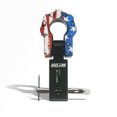 American Flag 2" Aluminum Hitch Receiver with Aluminum 9T D-Shackle