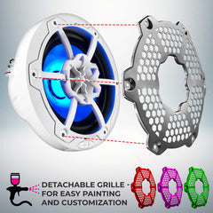 NXL 6.5" 2-Way Coaxial Marine Speaker With LED RGB Lights 100 Watts Rms 4-Ohm