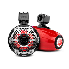 NXL 6.5" Neodymium Marine and Powersports Towers with Built-in Passive Radiator, 1" Driver and LED RGB Lights 150 Watts Rms -Red