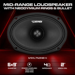 6x9" Midrange Loudspeaker with Neodymium Rings and Aluminum Bullet | 375 Watts RMS 4-Ohm