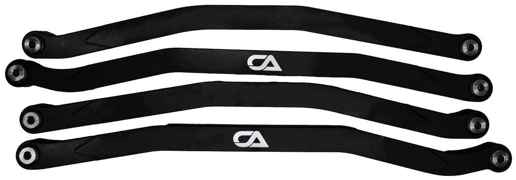 CA Technologies USA Cam-Am X3 High Clearance Radius Rods are the largest and thickest rods on the market providing strength, dependability, and affordability. 1.25 inches thick and 1.5 inches high. Built with FK Brand Spherical bearings. Kit contains four high clearance rods for the highest ground clearance.