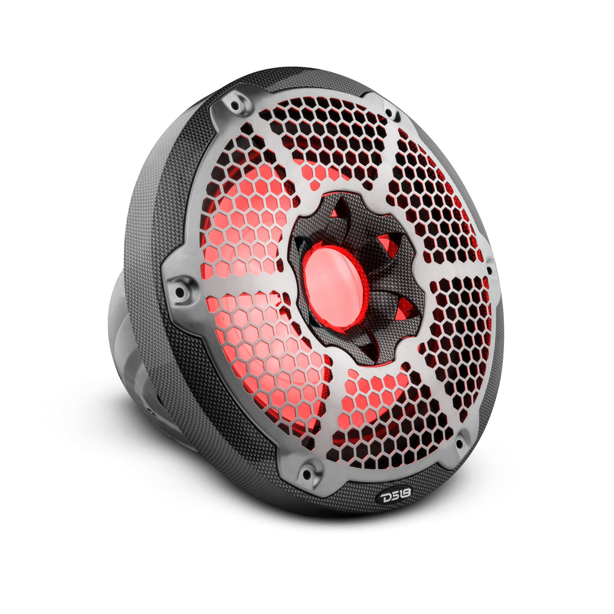 NXL 10" Marine Subwoofer With LED RGB Lights 300 Watts Rms SVC 4-Ohm -Black Carbon Fiber