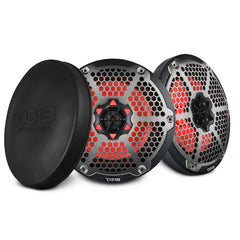 NXL 8" 2-Way Coaxial Marine Speaker With LED RGB Lights 125 Watts Rms 4-Ohm - Black Carbon Fiber