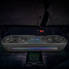 Jeep JT Gladiator Loaded Under Rear Seat Subwoofer Enclosure with 4 X 8" ZR8.2D, Leather Wrapped and Digital LED Lights | 1800 Watts RMS @ 1-Ohm