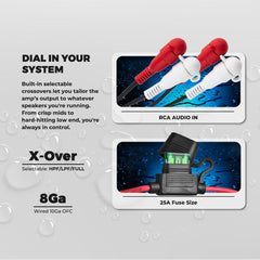 NXL 4-Channel Full-Range Class D Waterproof IP67 Marine and Powersports NANO Amplifier with Bluetooth 5.1 Receiver Built-In