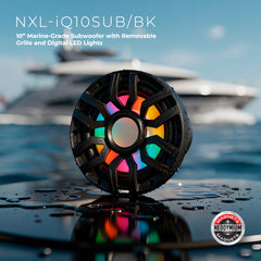 10” Marine Subwoofer with Hybrid Magnet Motor, Removable Grille and Digital LED Lights - 500W RMS 4-Ohm