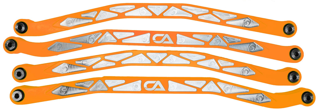 CA Technologies USA Cam-Am X3 High Clearance Radius Rods are the largest and thickest rods on the market providing strength, dependability, and affordability. 1.25 inches thick and 1.5 inches high. Built with FK Brand Spherical bearings. Kit contains four high clearance rods for the highest ground clearance.