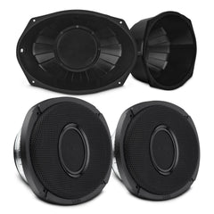 6x9” Hybrid Motorcycle Speaker Bundle – Slim 2-Way Loudspeakers + Sealed ABS Baffles (Pair) | IP65 Water-Resistant, High Output