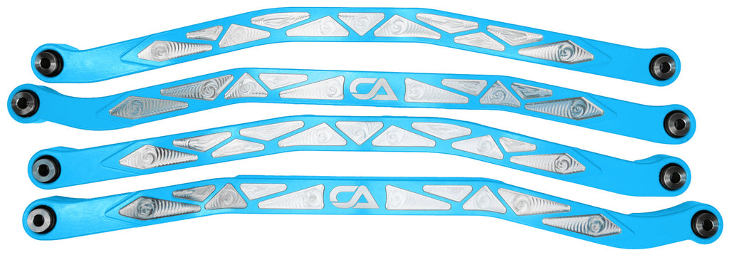 CA Technologies USA Cam-Am X3 High Clearance Radius Rods are the largest and thickest rods on the market providing strength, dependability, and affordability. 1.25 inches thick and 1.5 inches high. Built with FK Brand Spherical bearings. Kit contains four high clearance rods for the highest ground clearance.