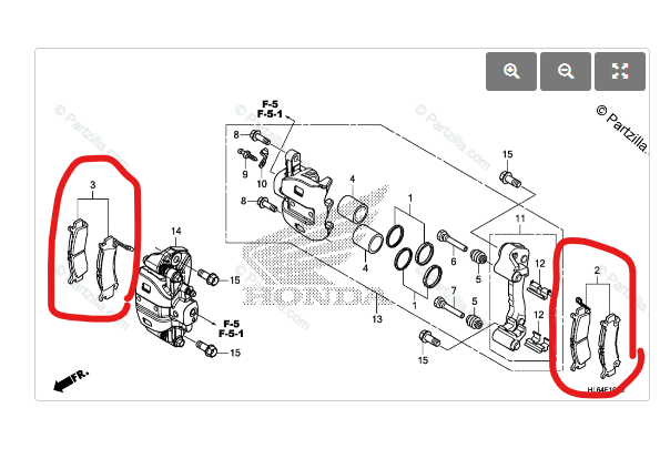 Honda Talon OEM Front and Rear Brake Pads  (Pairs)