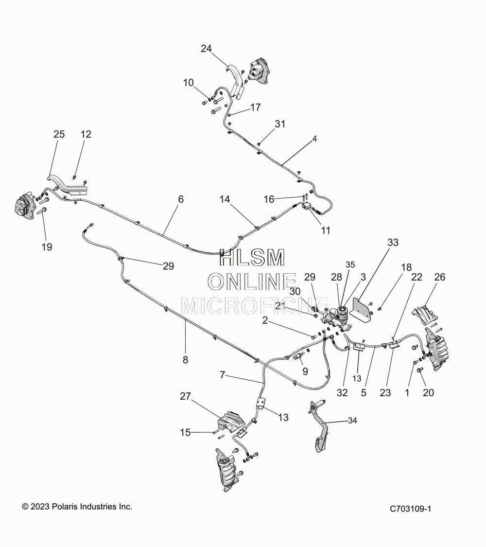 2024+ Polaris RZR XP 1000 Driver Side Brake Line OEM